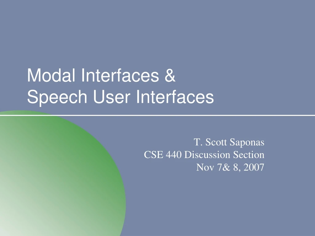 modal interfaces speech user interfaces