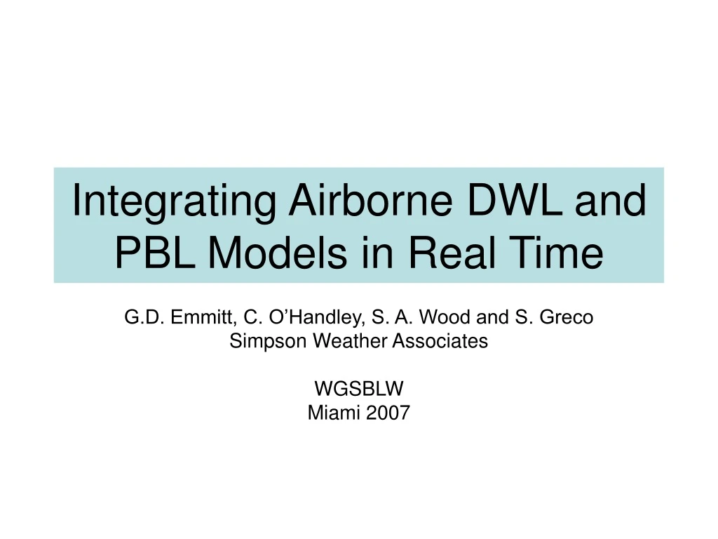 integrating airborne dwl and pbl models in real time