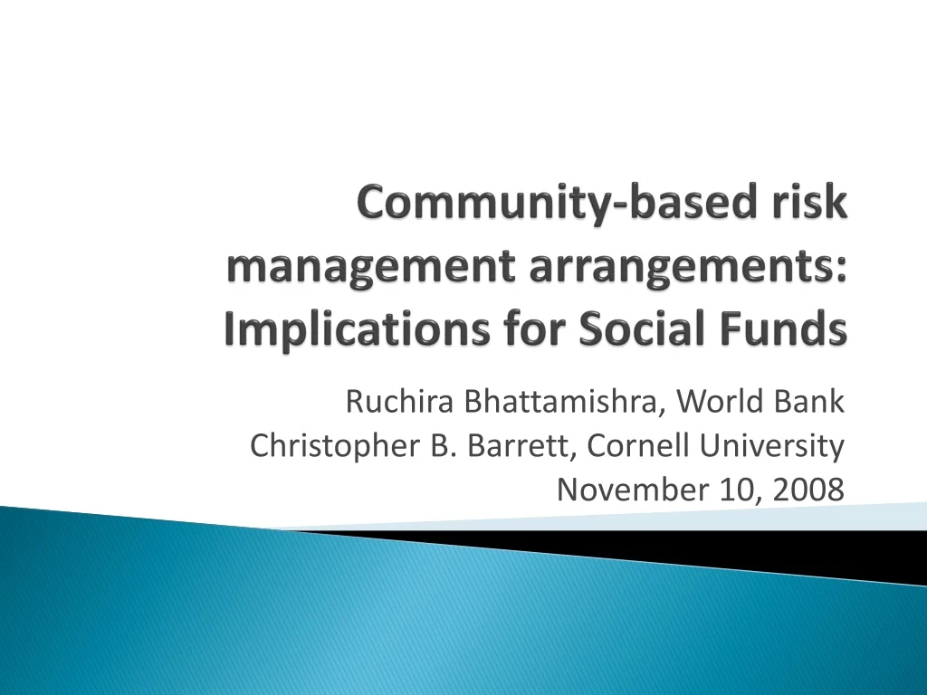 community based risk management arrangements implications for social funds