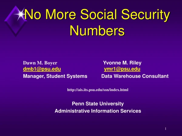 No More Social Security Numbers