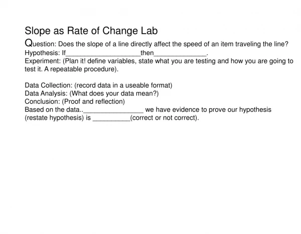 Slope as Rate of Change Lab