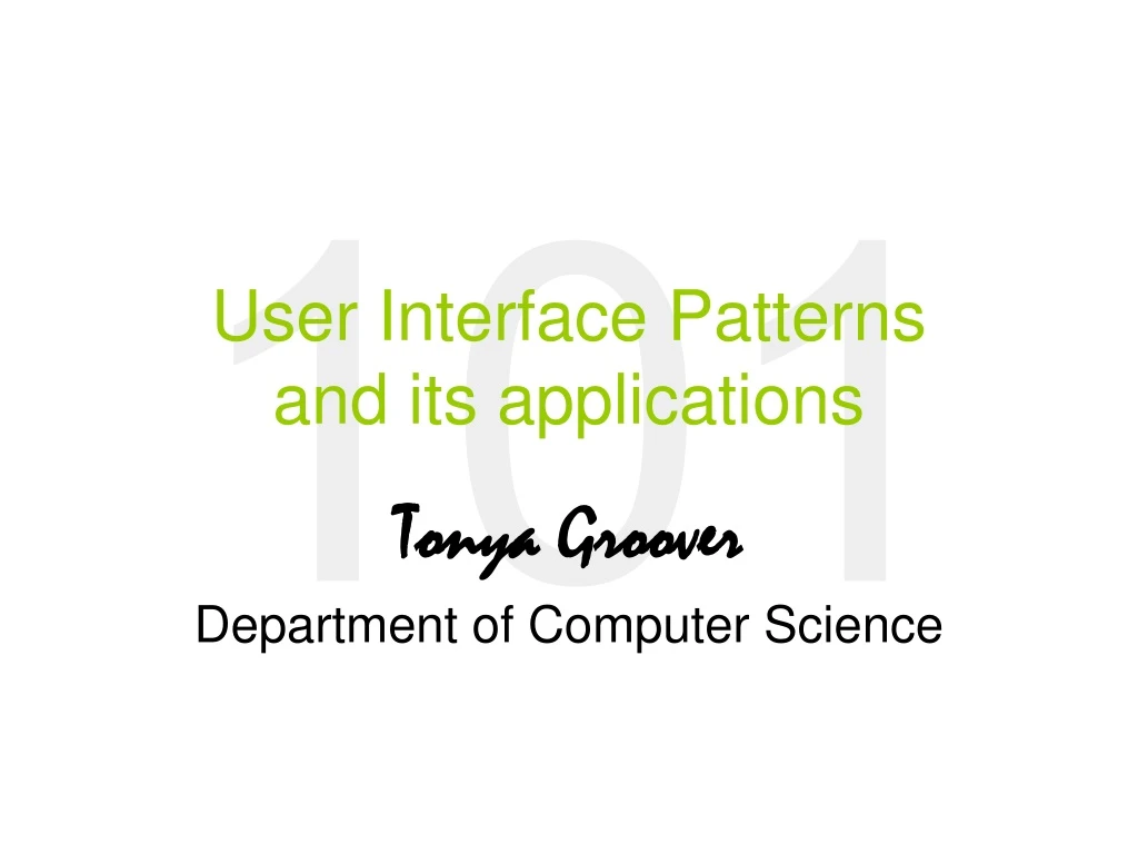 user interface patterns and its applications