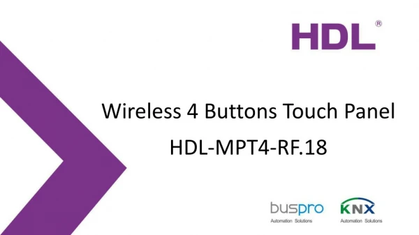 Wireless 4 Buttons Touch  Panel HDL-MP T4-RF . 1 8