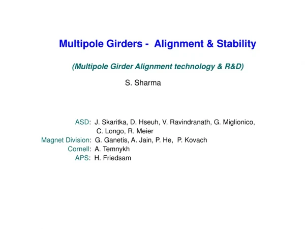 Multipole Girders -  Alignment &amp; Stability (Multipole Girder Alignment technology &amp; R&amp;D)