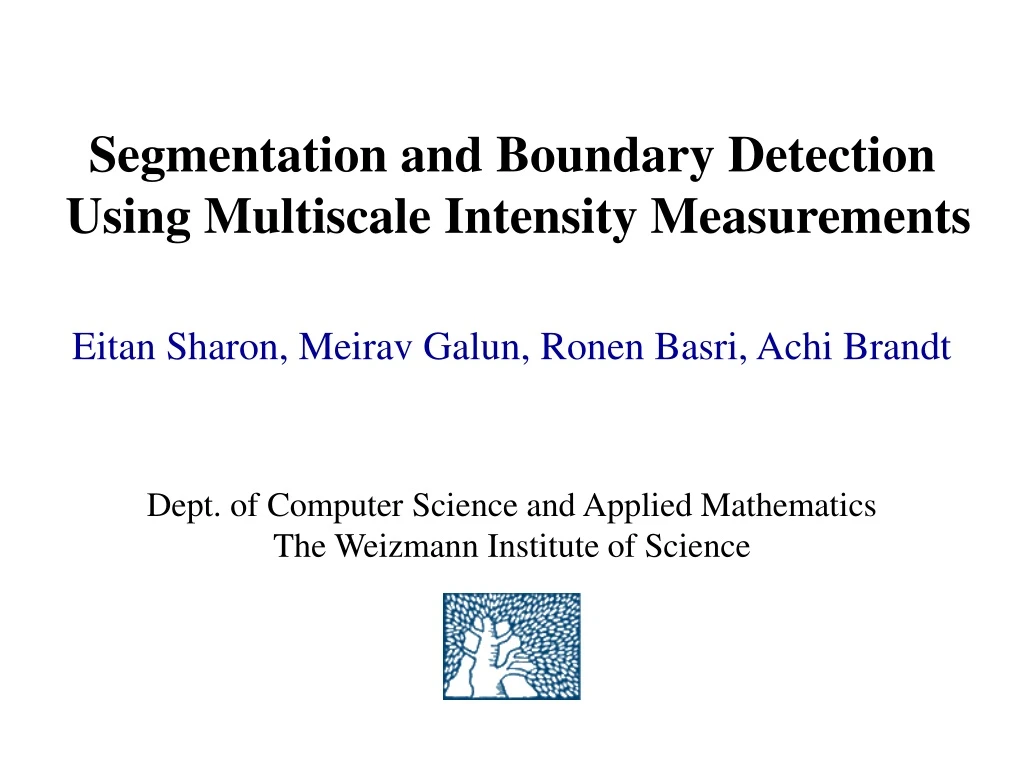 segmentation and boundary detection using multiscale intensity measurements