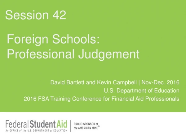 Foreign  Schools: Professional  Judgement