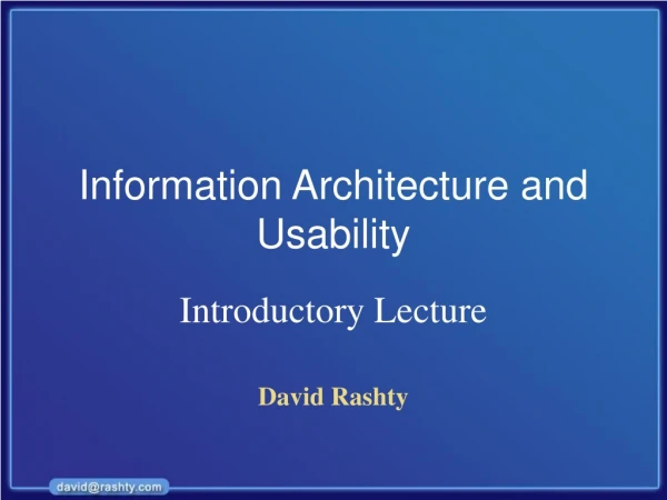 Information Architecture and Usability