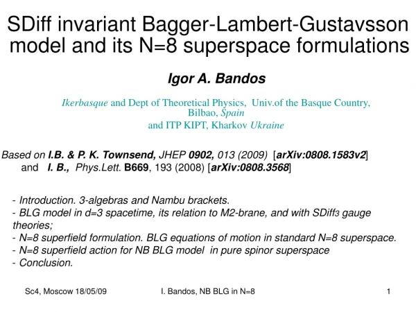 SDiff invariant Bagger-Lambert-Gustavsson
