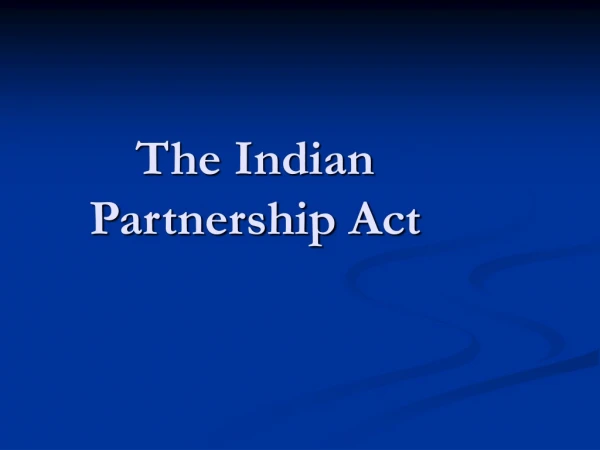 The Indian Partnership Act