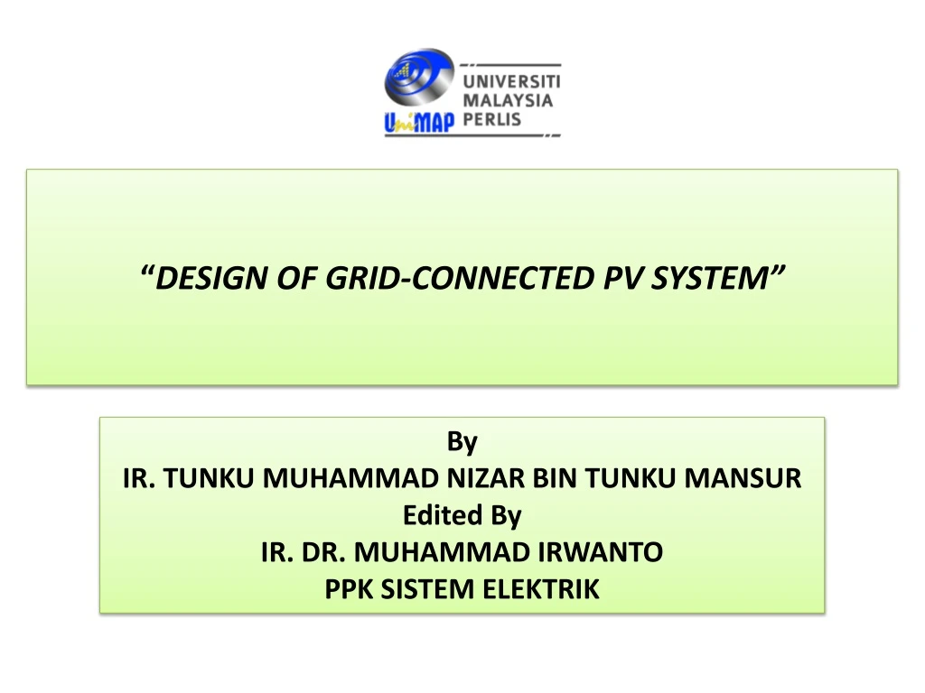 design of grid connected pv system