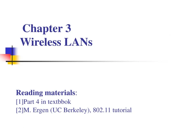 Chapter 3  Wireless LANs