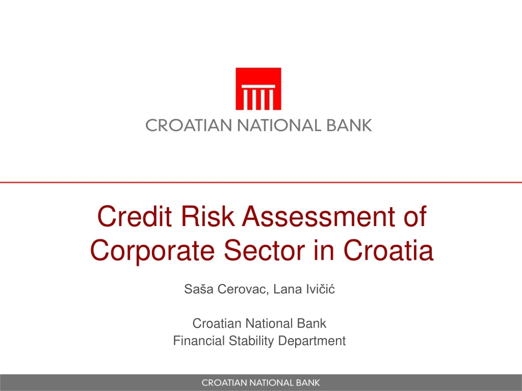 credit risk assessment of corporate sector in croatia