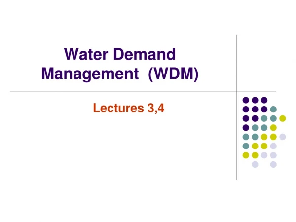 Water Demand Management  (WDM)