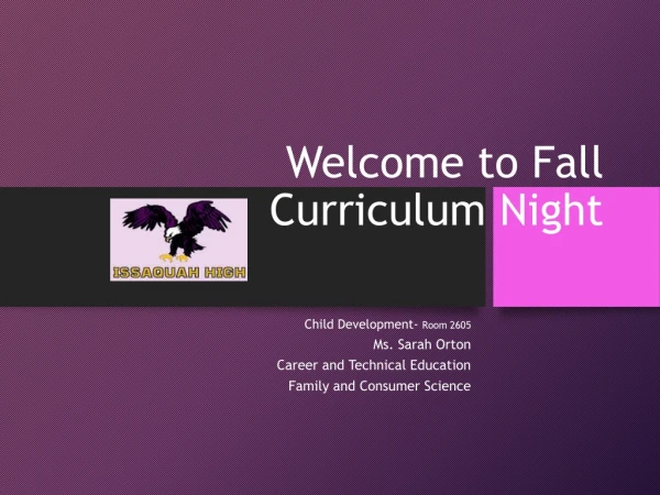 Welcome to Fall Curriculum Night