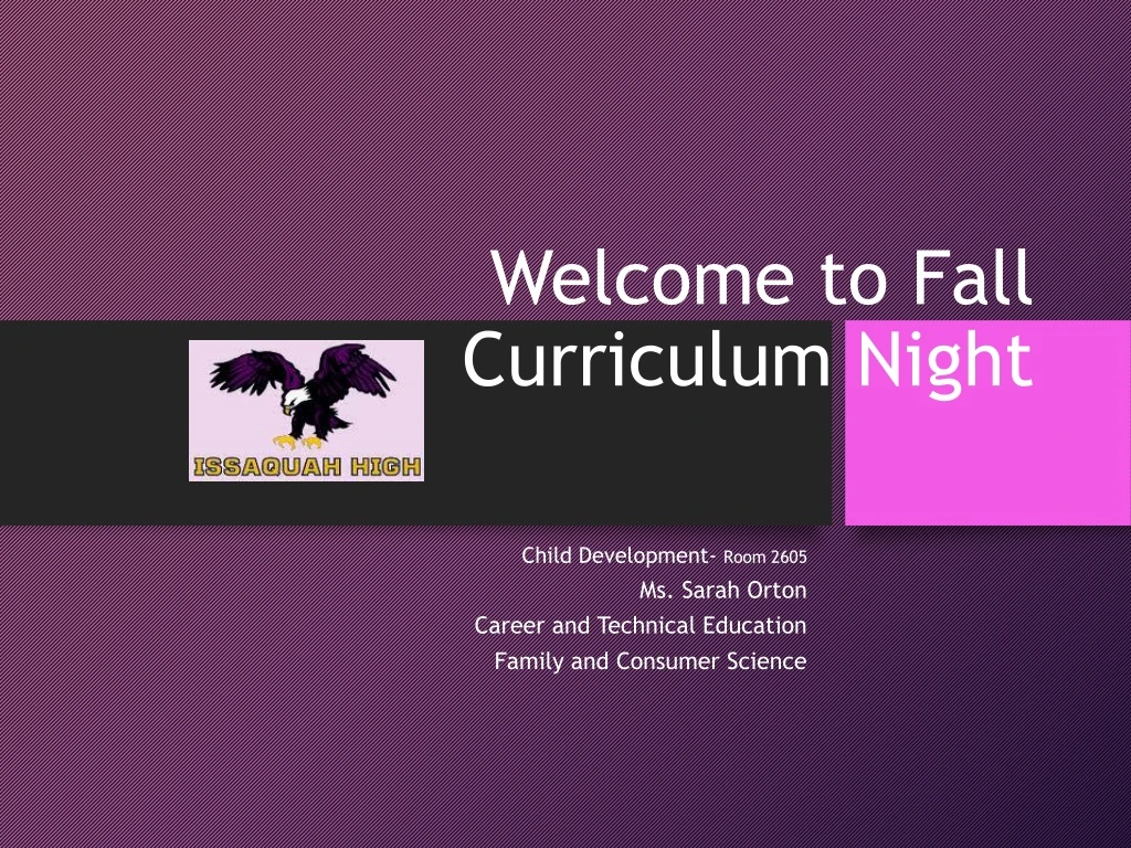 welcome to fall curriculum night