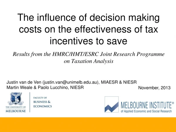 The influence of decision making costs on the effectiveness of tax incentives to save