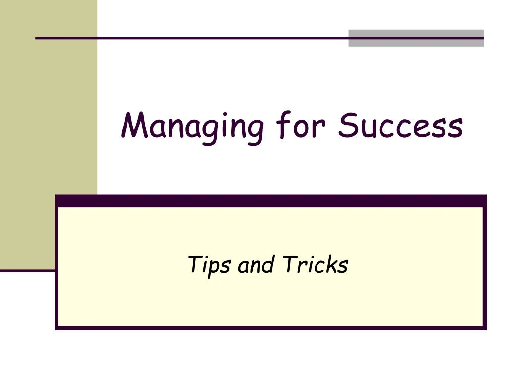 managing for success