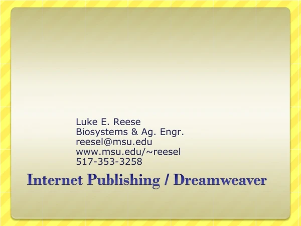 Internet Publishing / Dreamweaver