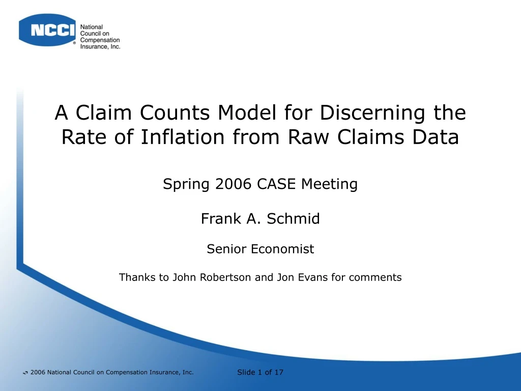 a claim counts model for discerning the rate of inflation from raw claims data