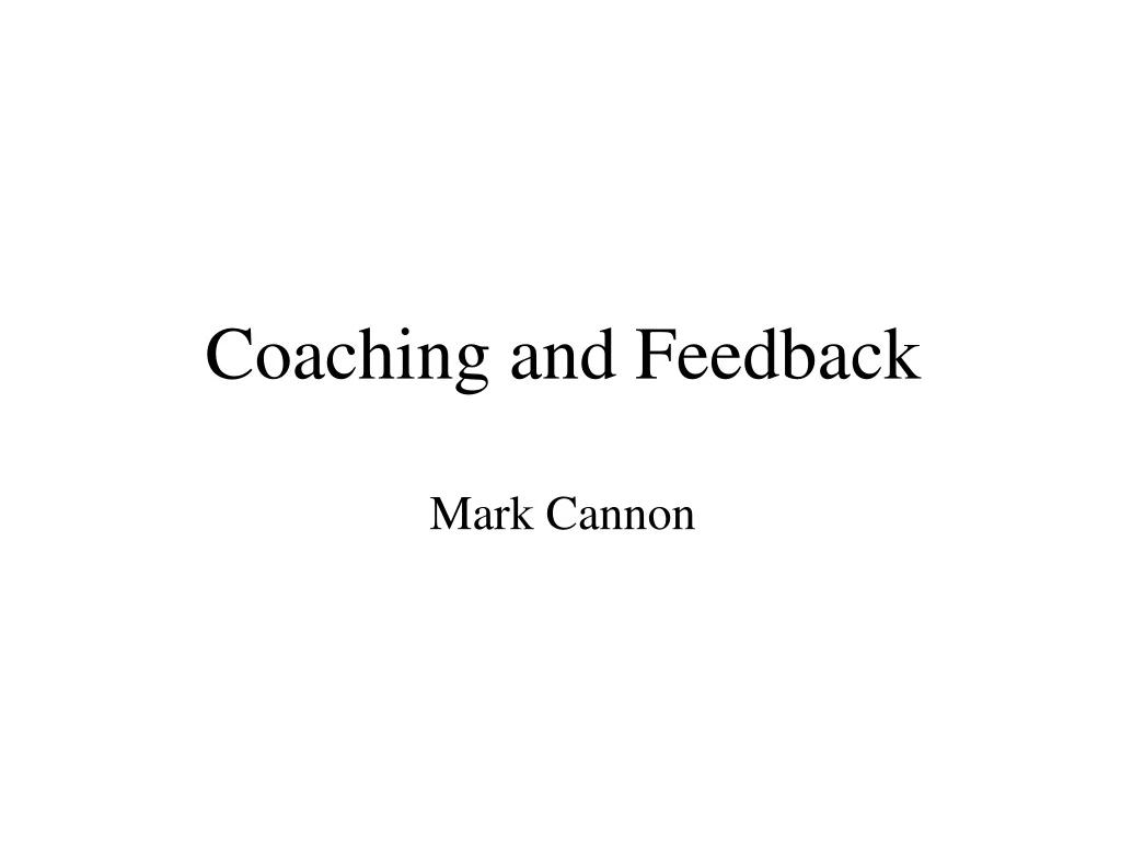 coaching and feedback