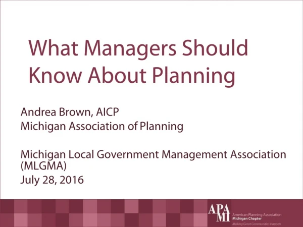 What Managers Should Know About Planning