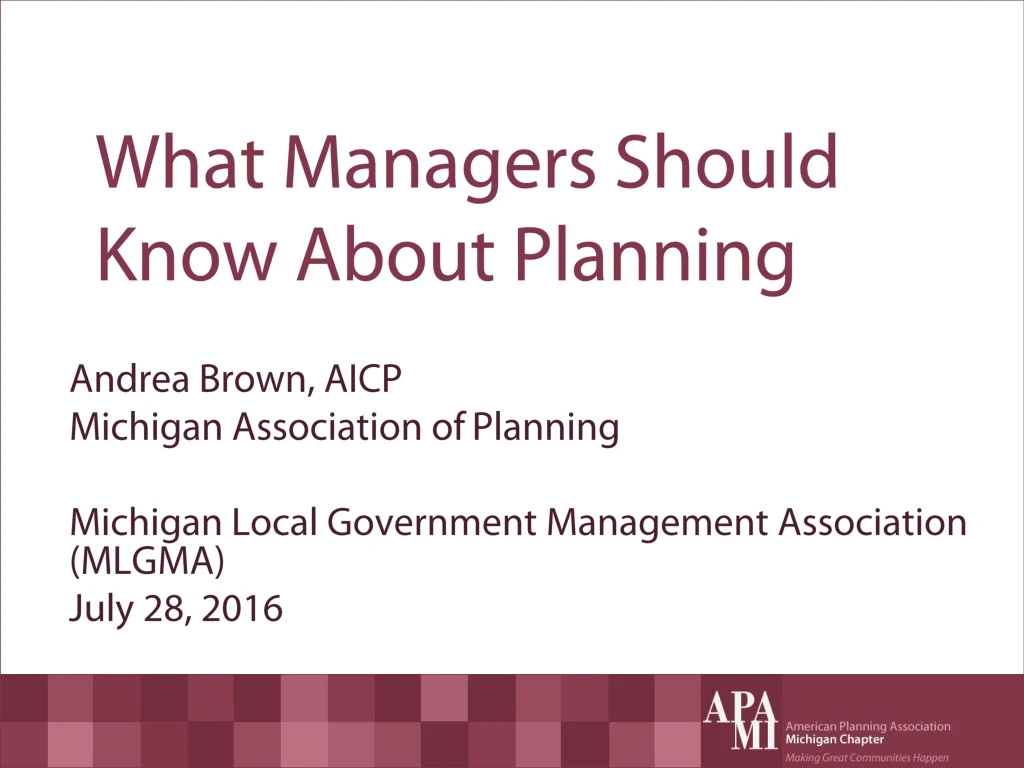 what managers should know about planning