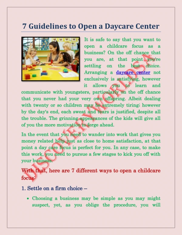 7 Guidelines to Open a Daycare Center