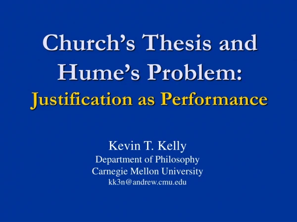 Church’s Thesis and Hume’s Problem: Justification as Performance