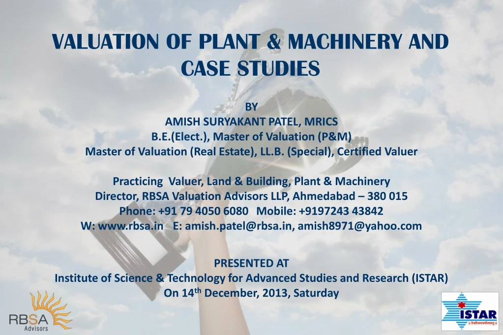 valuation of plant machinery and case studies