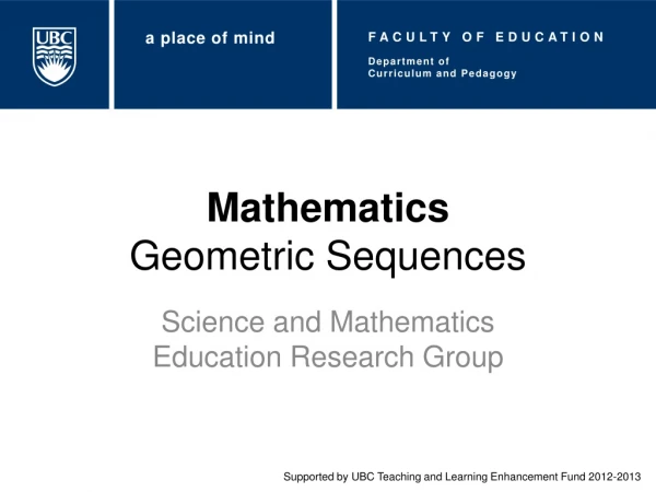 Mathematics Geometric Sequences
