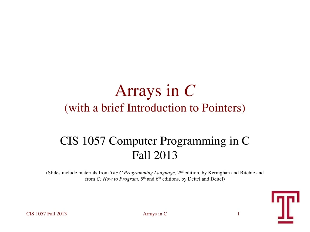 arrays in c with a brief introduction to pointers