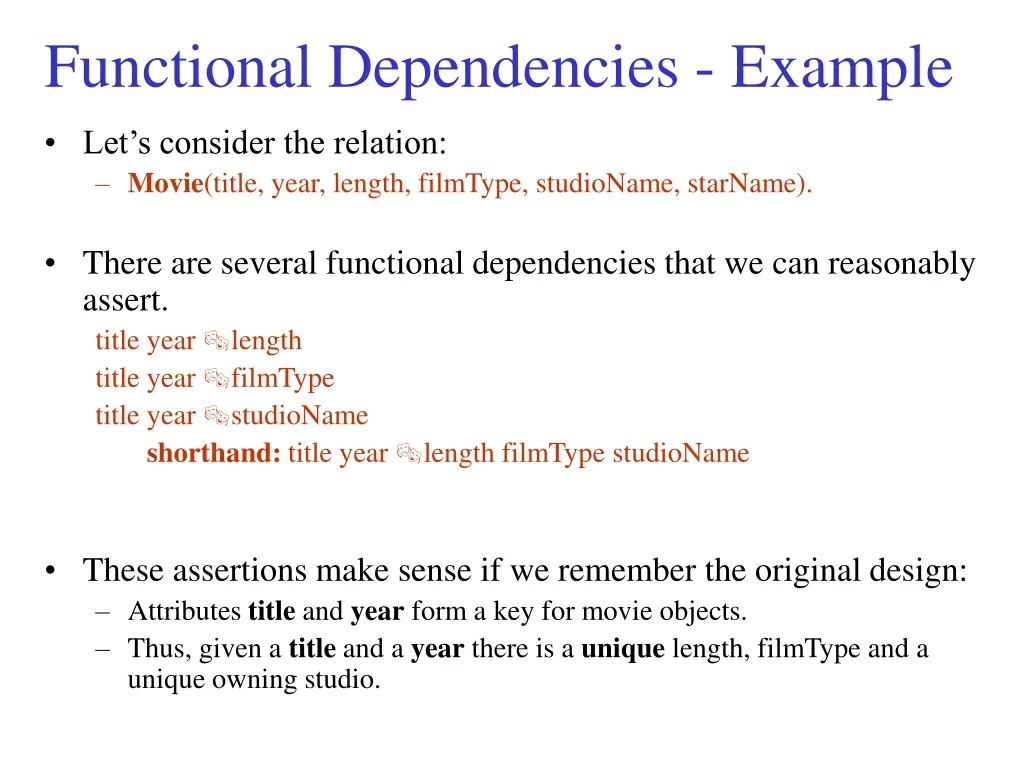 functional dependencies example