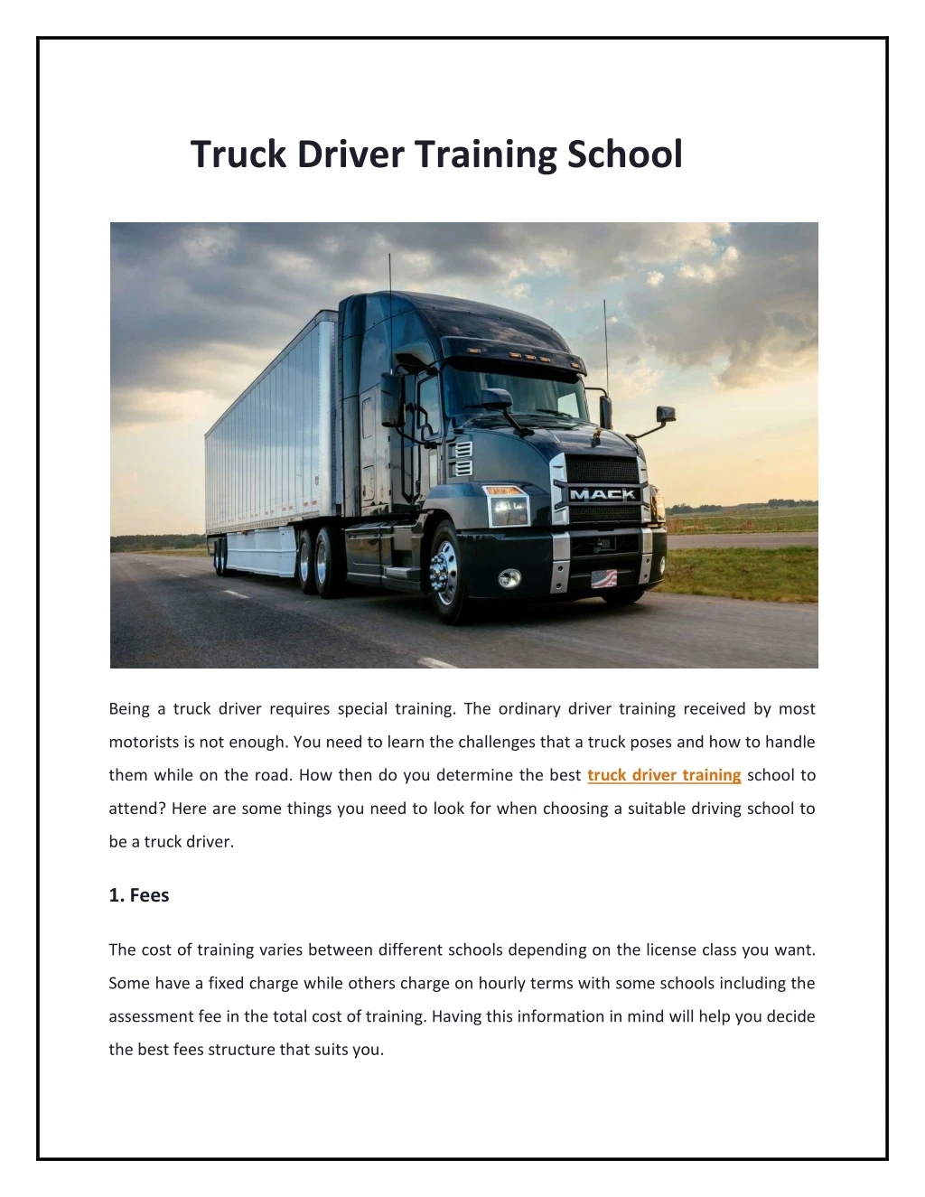 truck driver training school