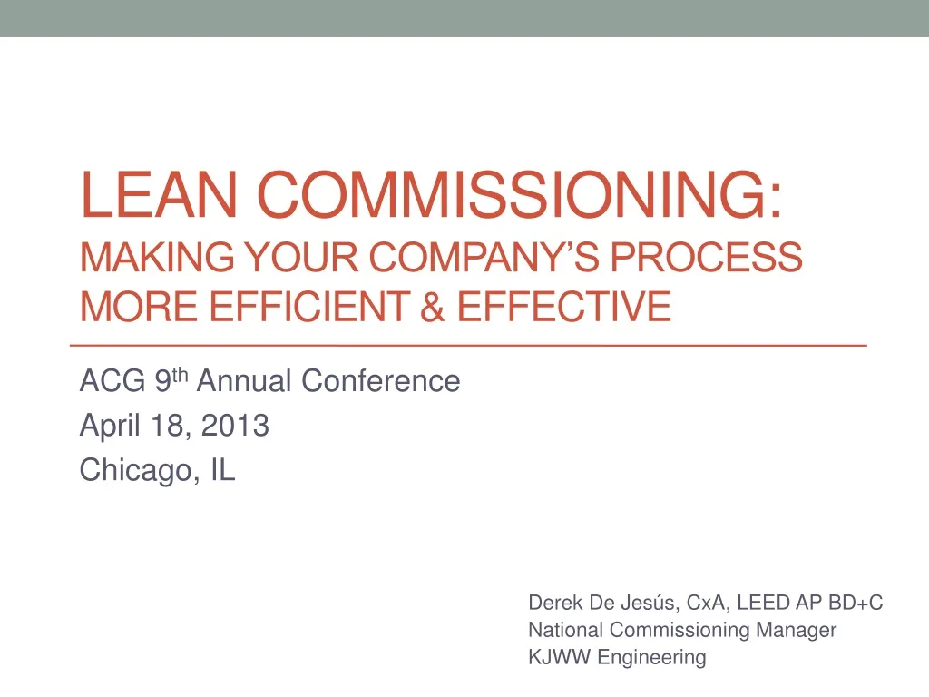 lean commissioning making your company s process more efficient effective