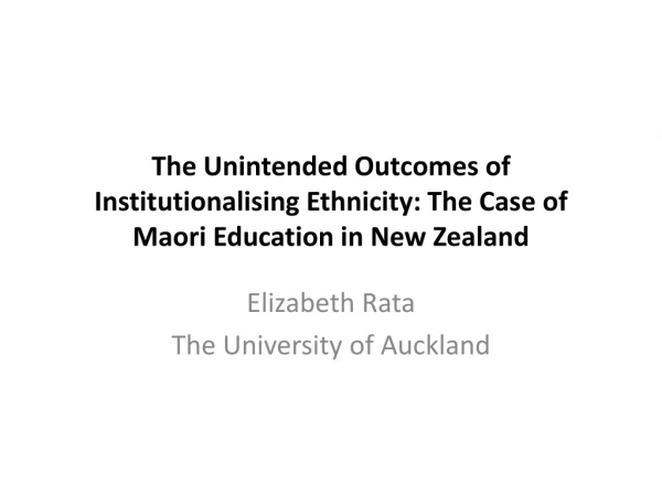 Elizabeth Rata The University of Auckland