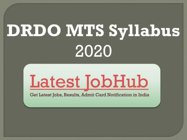 DRDO Multi Tasking Staff Syllabus 2020