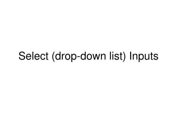 Select (drop-down list) Inputs