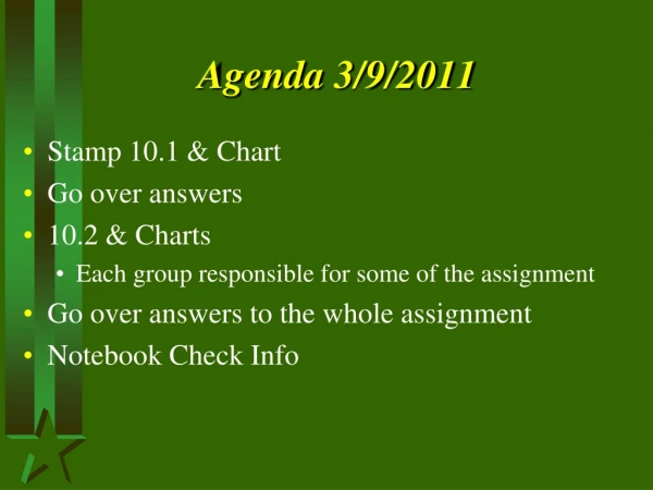 Agenda 3/9/2011