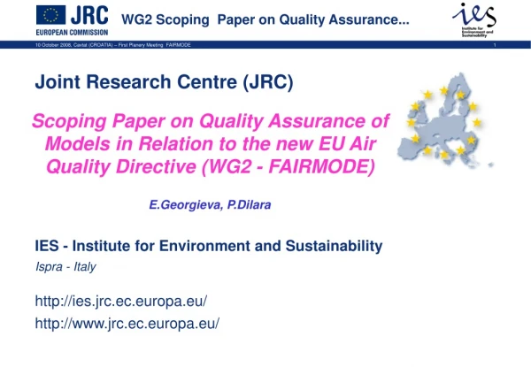 WG2 Scoping  Paper on Quality Assurance...