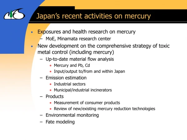 Japan’s recent activities on mercury