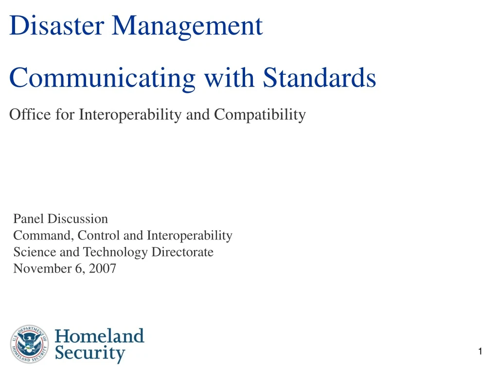 disaster management communicating with standards