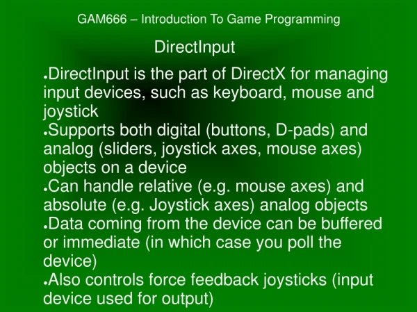 GAM666 – Introduction To Game Programming