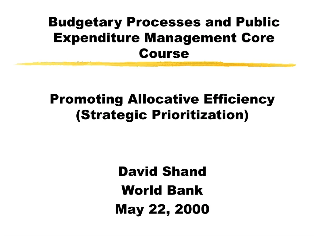 budgetary processes and public expenditure management core course