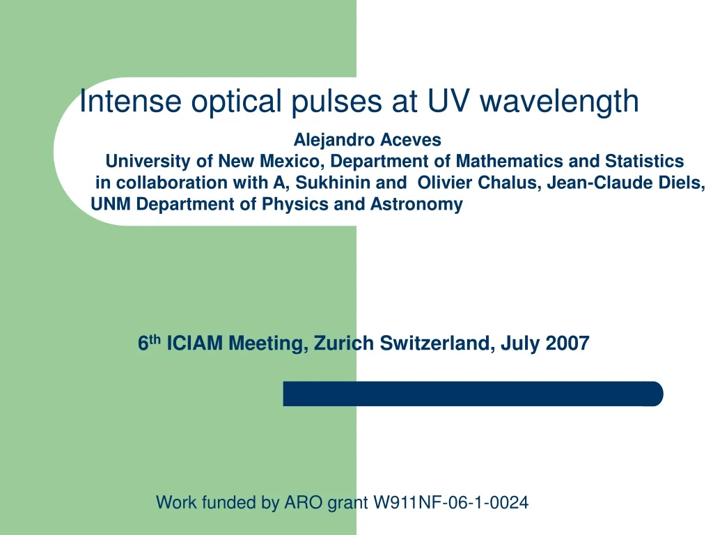 intense optical pulses at uv wavelength