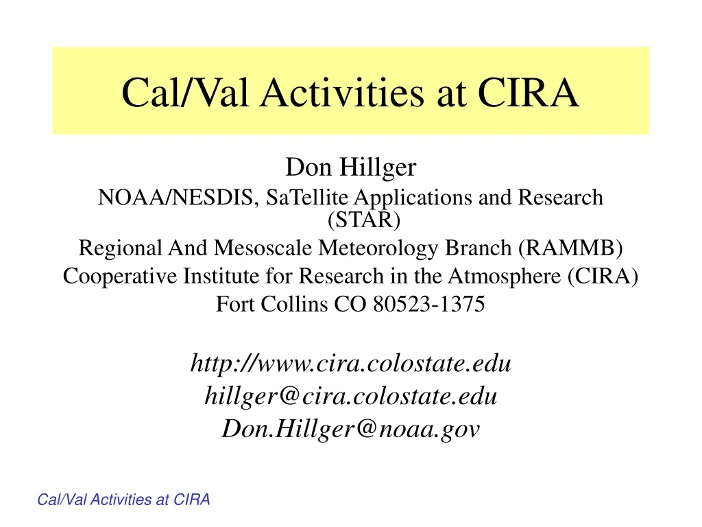 cal val activities at cira