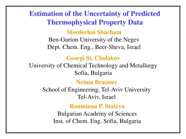 Estimation of the Uncertainty of Predicted Thermophysical Property Data