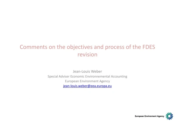 Comments on the objectives and process of the FDES revision