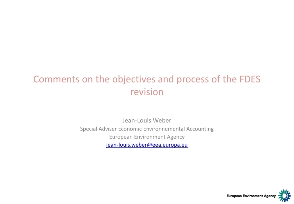 comments on the objectives and process of the fdes revision