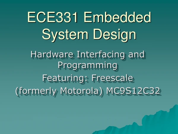 ECE331 Embedded System Design