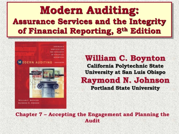 Modern Auditing: Assurance Services and the Integrity of Financial Reporting, 8 th  Edition